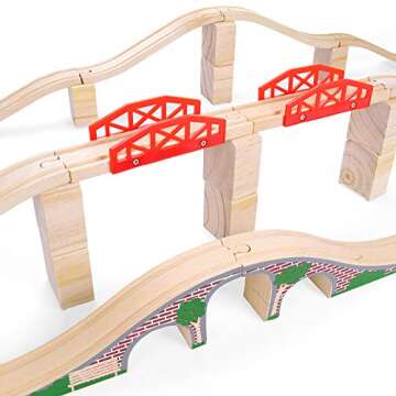 Conductor Carl Wood Train Track Bridge Expansion Pack| Compatible with Most Train Tracks| 21 Count (Pack of 1)