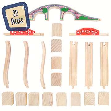 Conductor Carl Wood Train Track Bridge Expansion Pack| Compatible with Most Train Tracks| 21 Count (Pack of 1)