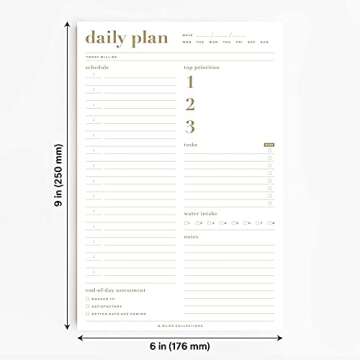 Bliss Collections Daily Planning Pad, To Do List Notebook - The Essential - Undated Tear-Off Sheets Notepad - Day or Work Calendar, Organizer, Scheduler for Goals, Tasks, Ideas - 6" x 9", 50 Sheets