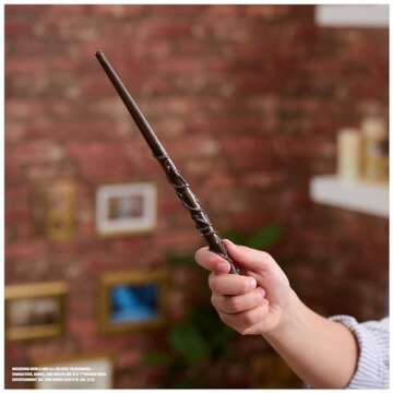 Wizarding World Harry Potter, 12-inch Magical Collector Hermione Granger Wand with Stand & Die-cast Icon, Magical Creatures Series