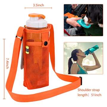 Tainehs Water Bottle Holder/Carrier with Adjustable Shoulder Strap Beach Bottle Bag Dog Water Bottle Sling/Sleeve for Sports Gym Hiking Camping Walking Travel Essentials