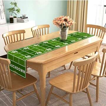 Nepnuser American Football Court Table Runner Touch Down Football Birthday Party Decoration Boy Sport Farmhouse Home Dining Room Kitchen Table Decor (13" x 108")