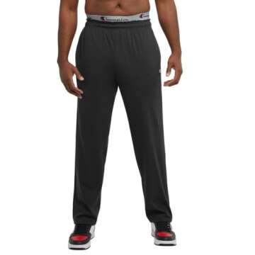 Champion Men's Everyday Open Hem Cotton Pants, 32.5" Inseam, Cotton Knit Pants Left Hip "C" Logo, Open Hem Jersey Pants