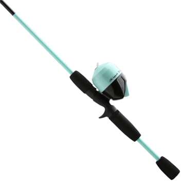 Shakespeare Reverb Spincast Reel and Fishing Rod Combo 5'6" 2-Piece Rod, Durable Tubular Glass Rod Blank Construction, EVA Split Grip Handle