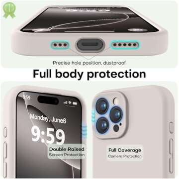 LOVE 3000 Designed for iPhone 16 Pro Case, Premium Silicone with [Soft Anti-Scratch Microfiber Lining] Shockproof Protective Phone Case for Men Women Girls 6.3", Stone