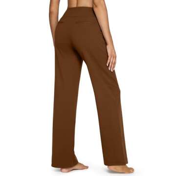 G4Free Loose Pants for Women High Waisted Yoga Dress Pants with Pockets Stretch Wide Leg Sweatpants Business Casual Trouser Pants(Dark Coffee,XS,29")