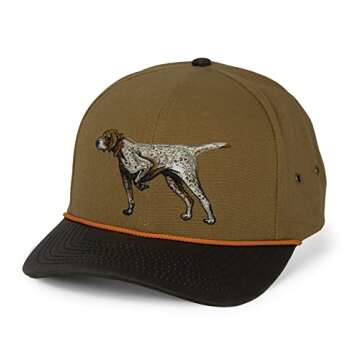 Paramount Outdoors Canvas German Shorthair Pointer Cap with Wax Cloth Visor Upland Game Bird Hunting Dog Cap GSP Hat