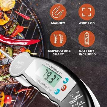 Meat Thermometer Digital for Cooking & Baking, Grilling Wireless Food Thermometer Probe for Temperature, Liquids, Smoking, Chicken, Steak, Kitchen Gadgets & Grilling Accessories