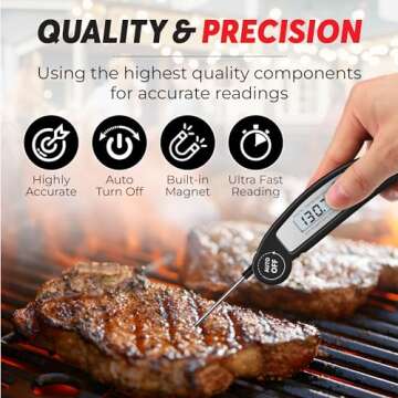 Meat Thermometer Digital for Cooking & Baking, Grilling Wireless Food Thermometer Probe for Temperature, Liquids, Smoking, Chicken, Steak, Kitchen Gadgets & Grilling Accessories