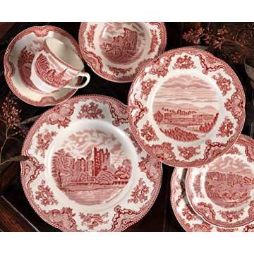 Johnson Brothers Old Britain Castle Dinnerware Set, 4 Piece, pink