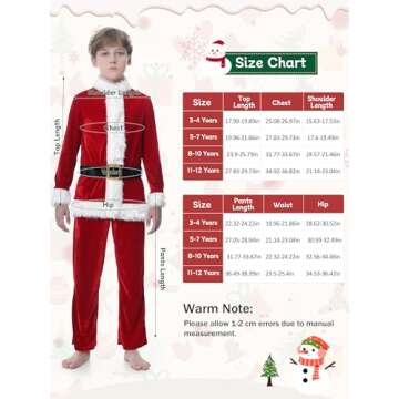 FancyFun Kids Santa Claus Costume - 9PCS Velvet Christmas Outfit