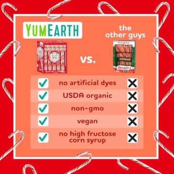 YumEarth Organic Candy Canes - Individually Wrapped Full Size Peppermint Candy Canes - Allergy Friendly, Non GMO, Gluten Free, Vegan - 10 Count (Pack of 1)