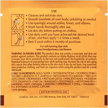 L'Oreal Paris Sublime Bronze Self Tanning Towelettes, Streak-Free, Natural Looking Tan, 6 ct