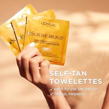 L'Oreal Paris Sublime Bronze Self Tanning Towelettes, Streak-Free, Natural Looking Tan, 6 ct