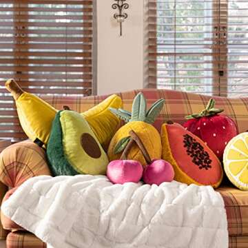 Phantoscope Fruit Shaped Pillows Series Avocado Shaped Throw Pillow, Fun Home Decor of Fruit Themed Shaped Cushions, Decorative Shaped Pillow for Couch Bed and Chair, Green,12.5 x15.5 inches