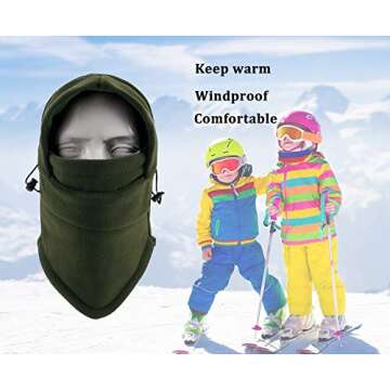 YQXCC Kids Winter Hats Balaclava Ski Mask Windproof Warm Adjustable with Fleece Lining Hat for Boys Girls Army Green