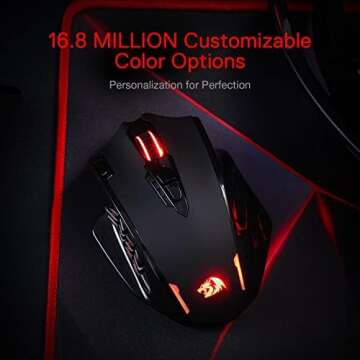 Redragon M913 Impact Elite Wireless Gaming Mouse, 16000 DPI Wired/Wireless RGB Mouse with 16 Programmable Buttons, 45 Hr Battery and Pro Optical Sensor, 12 Side Buttons MMO Mous