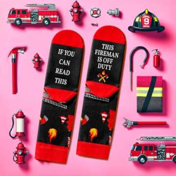 Zmart Fireman Gifts For Men Firefighter Gifts For Men Firefighting Gifts Fire Chief Gifts, Fireman Socks Firefighter Socks Men Fire Socks Flame Sock