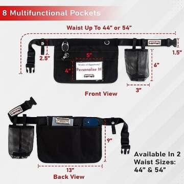 Schoolbelt Premium Teacher Apron / 8 Varied Pockets/ID Sleeve/Drink Pouch/Retractable Key Carabiner/Teachers & Mobile Workers