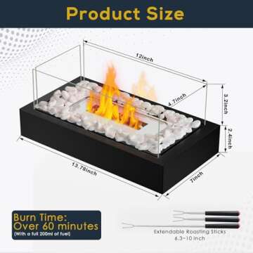 Tabletop Fire Pit, Portable Smores Maker Kit Indoor/Outdoor Mini Small Fireplace Table Top Decor Home Patio Gifts for Women Mom Housewarming Christmas Birthday White Elephant Gift