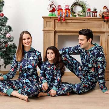 ANGELGGH Onesie Christmas Family Matching Pajamas Adult Couples Men PJs Hooded Women Novelty One-piece Sleepwear (Men, S, Dinosaur)