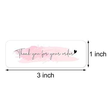 1inch x 3inch Thank You for Your Order Stickers, Pink Decorative Sealing Stickers for Delivery, Decoration, Gifts, Packaging, 120 Labels Per Roll, 1 roll