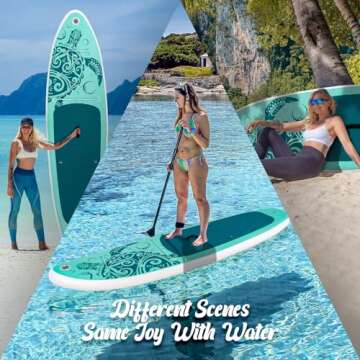 FEATH-R-LITE Inflatable Paddle Board Stand Up Paddleboards for Adults SUP with Complete Premium Accessories Pump, Adjustable Paddle, Leash, Three Fins, Waterproof Phone Bag, Repair Kit, Backpack