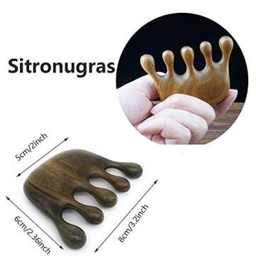 Sitronugras Natural Wood Wide Tooth Hair Comb Head Scalp Massage No Static Green Sandalwood Hair Pick Wooden Comb for Men and Women with free pouch