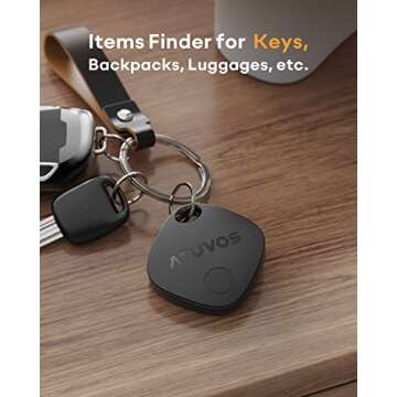 ATUVOS Keys Finder 2 Pack, Bluetooth Luggage Tracker Works with Apple Find My (iOS only), Item Locator GPS Tracker for Keys, Wallet, Suitcase, Bags, IP67 Waterproof, Privacy Protection, Lost Mode