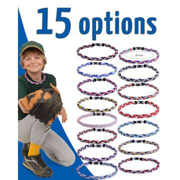 HOOCAS Premium Baseball Necklaces w/Fashion Three Color Rope Braided Tornado, A Sporty Gift Idea, Great Gift Giving for Sports Fans, Baseball Players, Parties, Gameday, Birthday