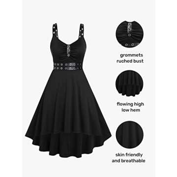 ROSE GAL Womens Plus Size Dresses Sleeveless Wrap V-Neck Gothic Vintage 50S Spaghtti Strap Swing Cocktail Rockabilly Weeding Party Maxi Dress