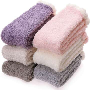 MOGGEI Fuzzy Socks for Women Fluffy Slipper Cabin Warm Soft Fleece Winter Cozy Comfy Thick Sleep Adult Home Socks