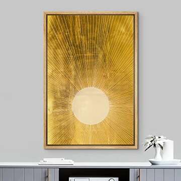 IDEA4WALL Framed Canvas Print Wall Art Rays of Light from Yellow Sun Astronomy & Space Cosmic Illustrations Modern Art Glam Scenic Multicolor Warm for Living Room, Bedroom, Office - 16"x24" Natural