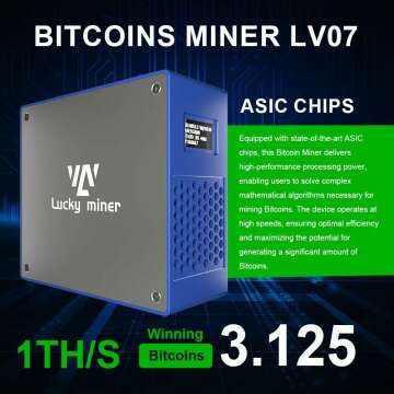 Bitcoins Miner 1TH/S Solo Miner LV07 SHA-256 Asic Chip Low Noise Lottery Crypto Miner 2.4G WiFi 25W Bitcoins Mining Machine Home Use