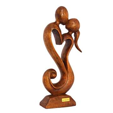 G6 Collection 12" Wooden Handmade Abstract Sculpture Statue Handcrafted - Eternal Love - Gift Art Decorative Home Decor Figurine Accent Decoration Artwork Hand Carved