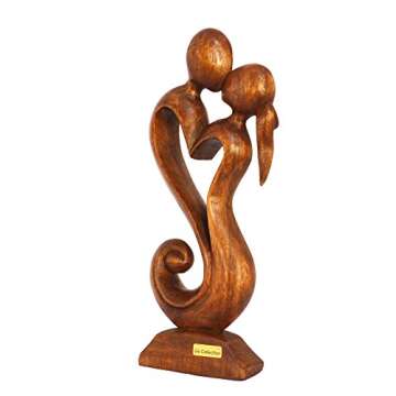 G6 Collection 12" Wooden Handmade Abstract Sculpture Statue Handcrafted - Eternal Love - Gift Art Decorative Home Decor Figurine Accent Decoration Artwork Hand Carved