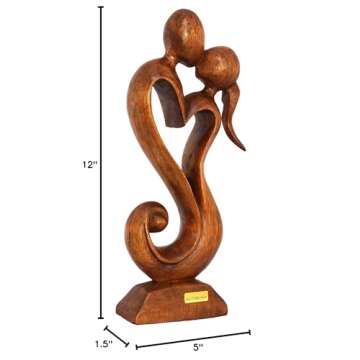 G6 Collection 12" Wooden Handmade Abstract Sculpture Statue Handcrafted - Eternal Love - Gift Art Decorative Home Decor Figurine Accent Decoration Artwork Hand Carved