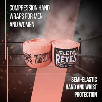 CLETO REYES Compression Hand Wraps for Boxing Gloves, Stretchy Breathable, MMA, Kickboxing, Muay Thai, Martial Arts Workout Equipment, Hook and Loop Closure, Pink, Pack of 2