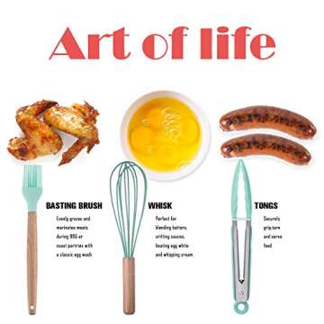 Kitchen Utensil Set - 16 Silicone Cooking Utensils. Kitchen Gadgets for Cookware Kit. Kitchen Accessories Tools. Heat-resistant Non-toxic Nonstick. Best Spatula set Serving Utensils Gifts by APTGAGA