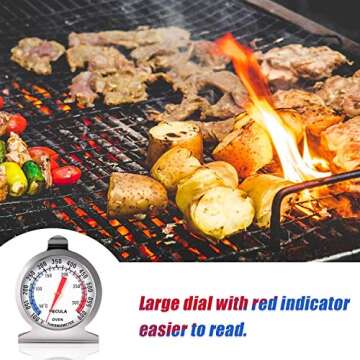 Oven Thermometer 50-300°C/100-600°F, Oven Grill Fry Chef Smoker Analog Thermometer Instant Read Stainless Steel Kitchen Cooking Thermometer