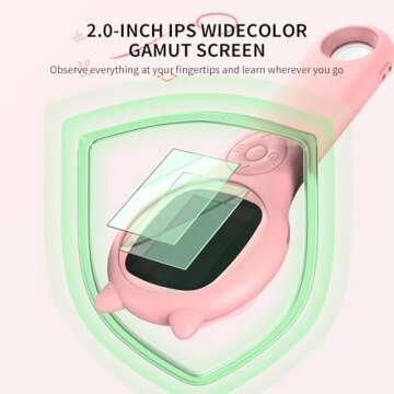 Microscope for Kids - Portable Handheld Magnifying Glass for Kids - Mini Digital Microscope for Kids Educational Science Toys, Christmas Birthday Gifts for Age 3 4 5 6 7 8 Girls&Boys （Pink）