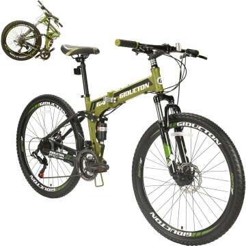 EUROBIKE 26" Folding Mountain Bike - Full Suspension, 21 Speed, Dual Disc Brake