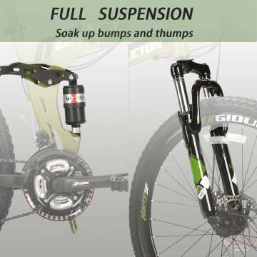 EUROBIKE Folding Mountain Bike - 21 Speed & Full Suspension