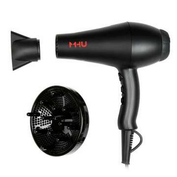 MHU Ionic Hair Dryer 1875W with Low Noise & Ceramic Heat