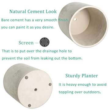 Pageqiu Plant Pots - 4.7 inch Cement Planters Indoor - Modern Grey Flower Pot with Drainage Hole - Home Office Decor