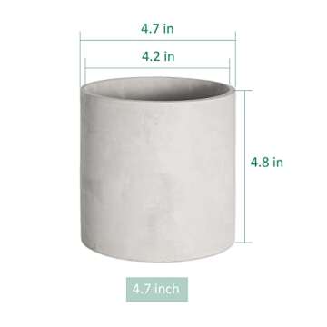 Pageqiu Plant Pots - 4.7 inch Cement Planters Indoor - Modern Grey Flower Pot with Drainage Hole - Home Office Decor