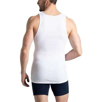 Fruit of the Loom Men's Sleeveless Tank A-Shirt, Tag Free & Moisture Wicking, Ribbed Stretch Fabric, 6 Pack-White, Large