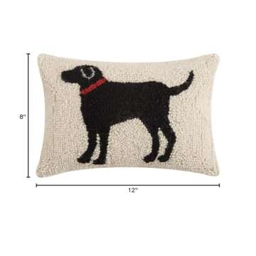 Peking Handicraft 30JES1459C12OB Black Dog Wool and Cotton Pillow, 8 x 12 inch