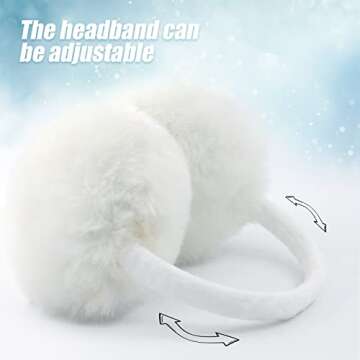 FSTEOE Winter Ear Muffs Women Warm Earmuffs Girls Ear Warmer Soft Plush Outdoor Plush Adjustable Ear Cover (White)