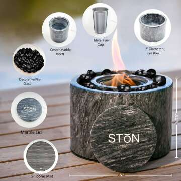 Stonhome Marble Fire Pit Bowl for Indoor Outdoor Use